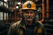 © liliyabatyrova - A man in a yellow helmet and jacket stands in front of a pipe
