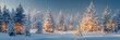 Snowy Evergreen Trees in a Winter Wonderland Generative AI