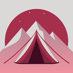 Wall Mural - Camping tent in the mountains. Vector illustration. Flat style.