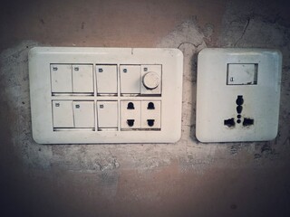 Electrical Switches Buttons Outlet On Wall