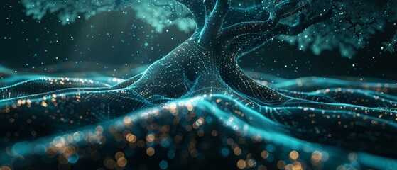 Wall Mural - AI rendering of tree data models, digital organization