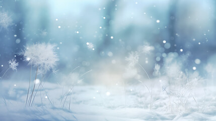 Wall Mural -  Drifting snow mesmerizing scene of snowflakes 