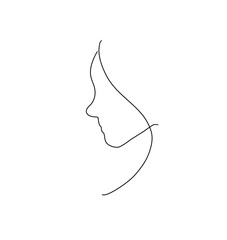 Poster - Face silhouette  line of woman head illustration on white background