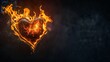 Burning heart with fiery edges art - A conceptual fiery heart alight with vivid flames showcasing passion, desire, or a burning sentiment