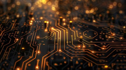 Wall Mural - A close up of a circuit board with lights on it, AI