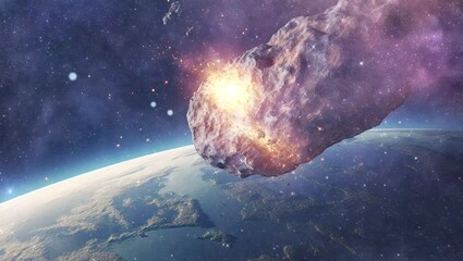 Wall Mural - asteroid flying to Earth in space