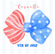 Coquette 4th of July, Stars and Stripes Ribbon Bow Watercolor Art