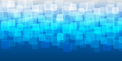 Wall Mural - White 3D Translucent Square Layers Pattern on White and Blue Gradient Background - Wide Scale Vector Design, Multi Purpose Template