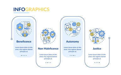 Wall Mural - principles of bioethics blue rectangle infographic template. data visualization with 4 steps. editab