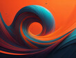 abstrakte Blaue Welle vor einem orangen Hintergrund