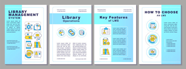 Wall Mural - library management features brochure template. user service. leaflet design with linear icons. edita