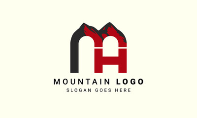 Wall Mural - Initial MH Letter Mountain Logo Template