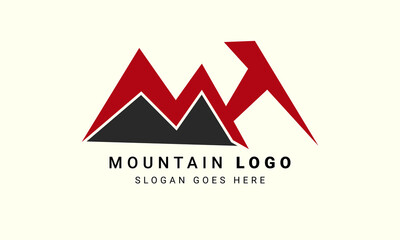 Wall Mural - Mountain Logo Design Template. MH Letter logo