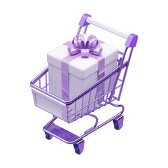Wall Mural - a purple shopping cart with a white box on it