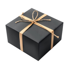 Wall Mural - black box with a brown ribbon tied around it