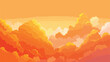 Orange clouds and sky at sunset flat vector isolated