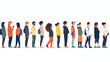People waiting in queue on white background flat vector