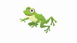 Green frog jumping flat vector isolated