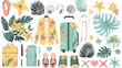 Set of travel stuff vector illustration. Collection o