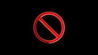 Neon ban icon. Glowing neon forbidden crossed circle sign. Not allowed entry, mistake, embargo and sanction, illegal way, wrong.