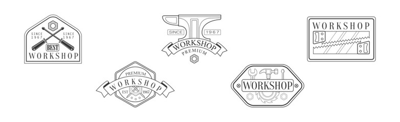 Sticker - Workshop and Woodworking Craft Label Vector Set