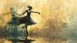 black silhouette shadow of ballet girl performing on textured paint background International Dance Day 29  april Design template for banner, flyer, invitation, brochure, poster or greeting card.