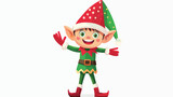 Fototapeta Pokój dzieciecy - Cute Christmas elf waving hand flat vector isolated