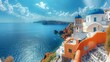 Breathtaking View of Santorini Iconic White and Blue Architecture