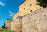 Fototapeta Londyn - Defensive wall in old town of Faro. Algarve, Portugal