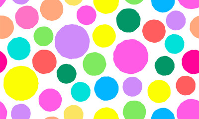 Wall Mural - colorful circle doodle seamless pattern. seamless hand drawn pattern with colorful dots. vector brus