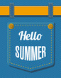 hello summer with jeans vector background