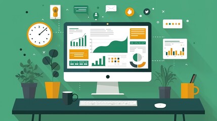 ERP enterprise resource planning concept, company productivity and improvement.