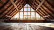 Wooden Loft Interior with Large Windows