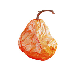 Wall Mural - A pear wrapped in plastic on a transparent background