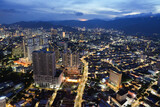 Fototapeta Nowy Jork - A view of the cityscape of Penang in Malaysia during the blue hour of the day.