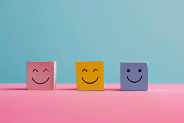 Wall Mural - Positive thinking concept using object with a smiley face