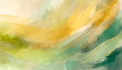 Wall Mural - green abstract art with watercolor paint brush strokes whisps and waves and calm background design background wallpaper header website design resource