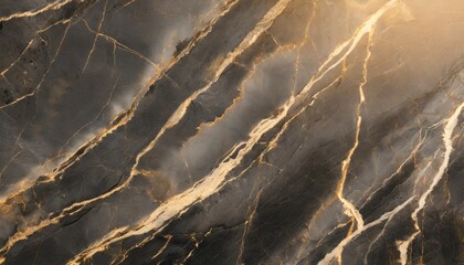 Wall Mural - black marble texture background abstract pattern of light lines in dark rock wide banner of stone structure with gray veins close up concept of art design nature surface