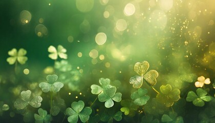 Poster - dark green background with radiant green clovers and festive glow for st patrick s day