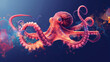 A stunning octopus floats gracefully in a vibrant underwater world, its tentacles spread out in a display of its magnificent adaptability and beauty background banner
