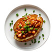 Delicious Baked Beans over a Baked Potato Isolated on a Transparent Background 