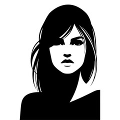 Wall Mural - Beautiful young woman portrait, vector black color silhouette, Black color silhouette 17