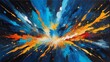 energy explosion blue theme space cosmos with stars oil pallet knife paint painting on canvas with large brush strokes modern art illustration abstract from Generative AI