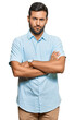 © Krakenimages.com - Handsome hispanic man wearing casual clothes skeptic and nervous, disapproving expression on face with crossed arms. negative person.