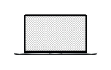 Modern laptop mockup front view, isolated on white background. Vector illustration