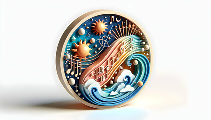 3d flat icon as Celestial Harmonics The harmonics and resonance of celestial events and phenomena. in financial growth and innovation abstract theme with isolated white background ,Full depth of field