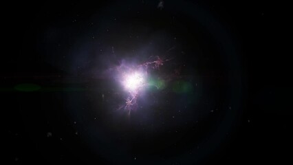 Wall Mural - a galaxy with a purple hue in the center of which is a bright supernova.
