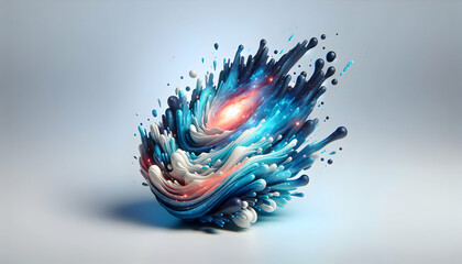 3d flat icon as Galactic Brushstrokes Strokes and splatters that evoke the Milky Way. in financial growth and innovation abstract theme with isolated white background ,Full depth of field, high qualit