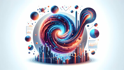 Wall Mural - 3d flat icon as Galactic Watercolors Soft watercolor renditions of galaxies and cosmic phenomena. in financial growth and innovation abstract theme with isolated white background ,Full depth of field,