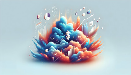 3d flat icon as interstellar drift comets and asteroids drifting through space. in financial growth 